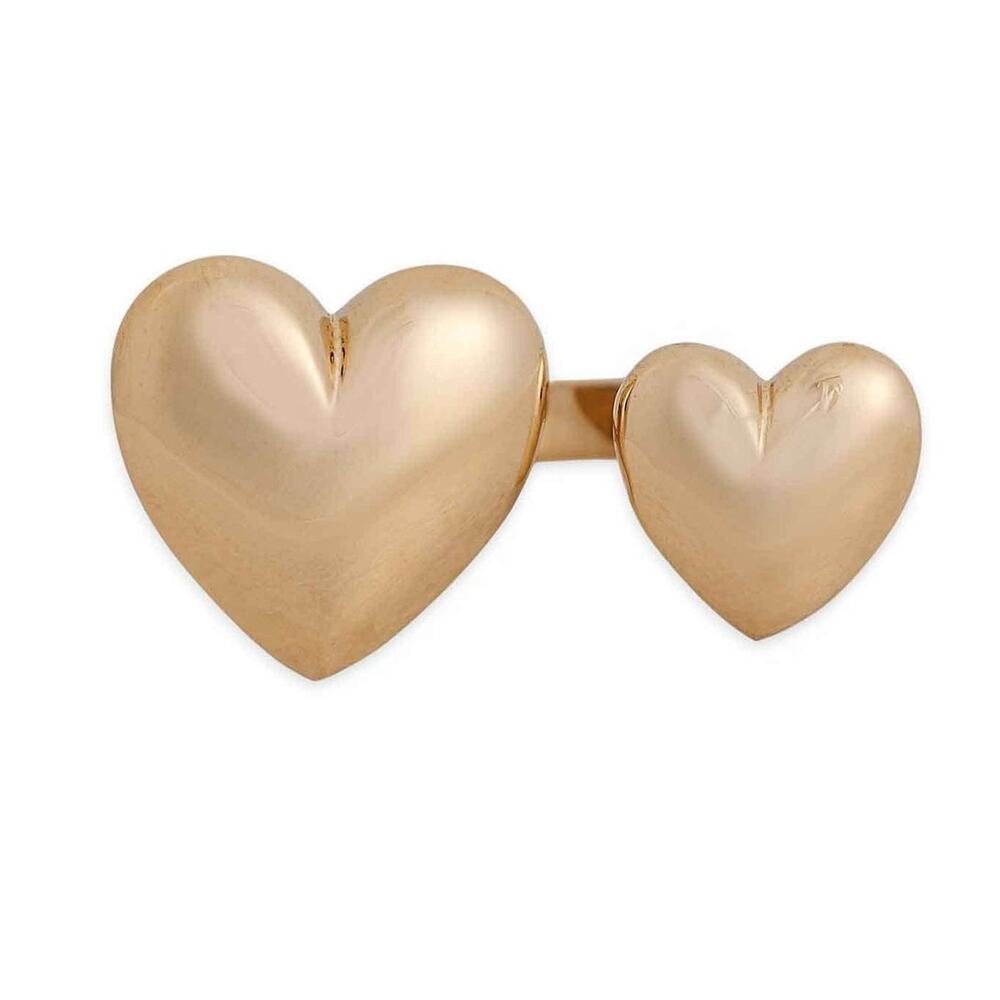 Bronze Double Heart Ring | Adjustable | Large & Small Hearts | Artisan
